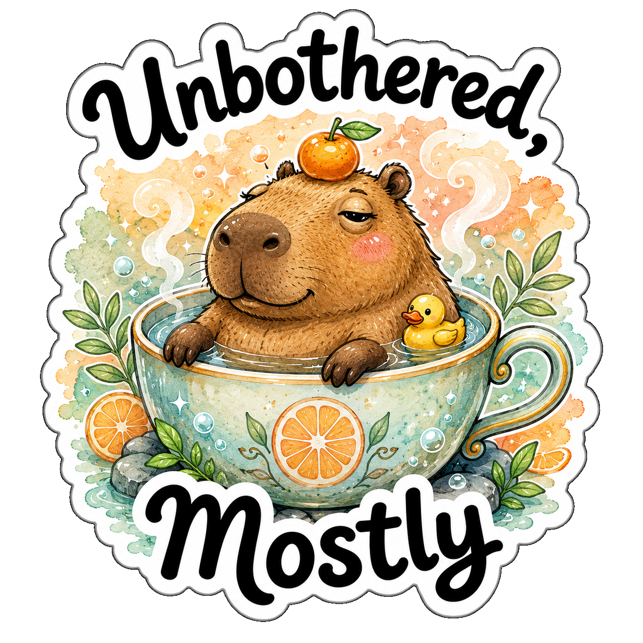 Unbothered, Mostly illustrated sticker design by Little Ink Bear Studio