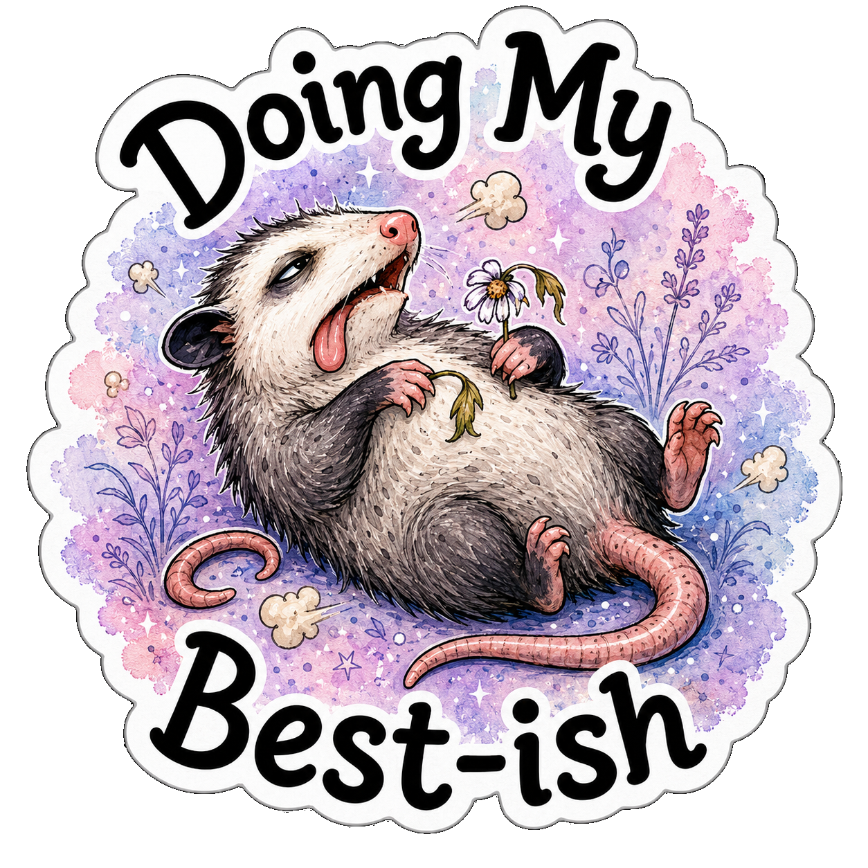 Doing My Best-ish illustrated sticker design by Little Ink Bear Studio